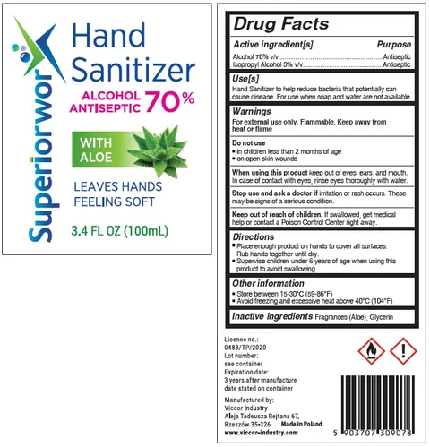Superiorwor hand sanitizer with aloe 포장