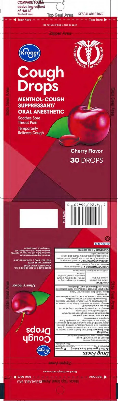 Cherry cough drop packaging