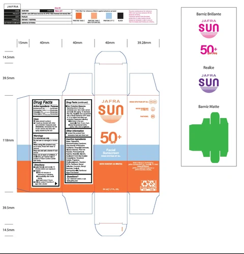 JAFRA SUN Facial Sunscreen BROAD SPECTRUM SPF 50 WATER RESISTANT 40 MINUTES 포장