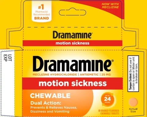 DRAMAMINE CHEWABLE ORANGE 포장