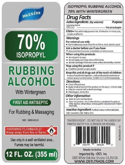 maxim 70% ISOPROPYL RUBBING ALCOHOL With Wintergreen 포장