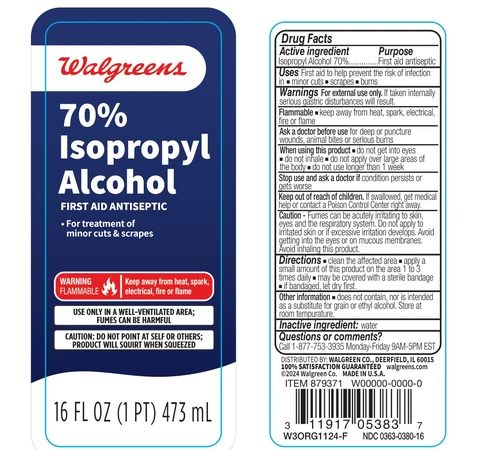 Walgreens 70% Isopropyl Alcohol 포장