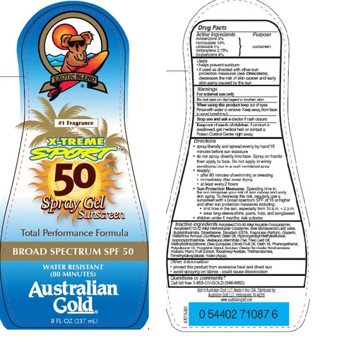 Australian GoldBROAD SPECTRUM SPF 50 X-treme Sport Sunscreen 포장