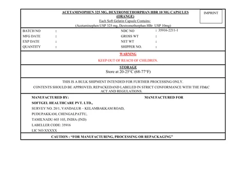 Acetominophen, Dextromethorphan hydrobromide 포장