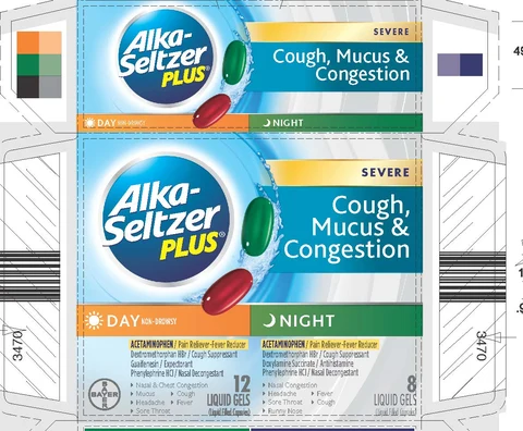 Alka-Seltzer Plus Severe Cough Mucus and Congestion Day and Night 포장