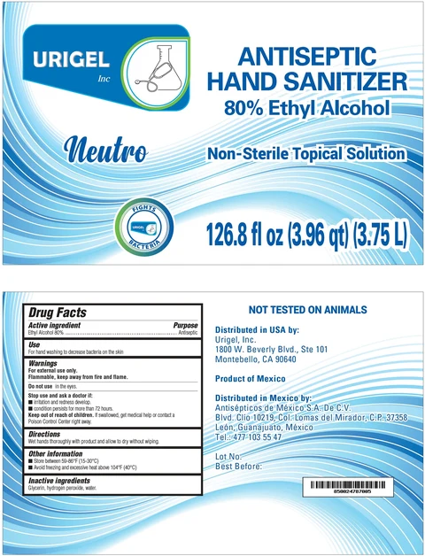 URIGEL Neutro Hand Sanitizer Gel 80% 포장