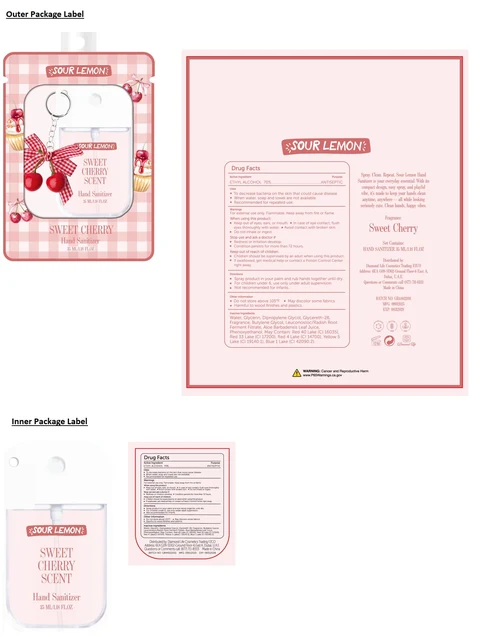 SOUR LEMON Hand Sanitizer SWEET CHERRY SCENT 포장