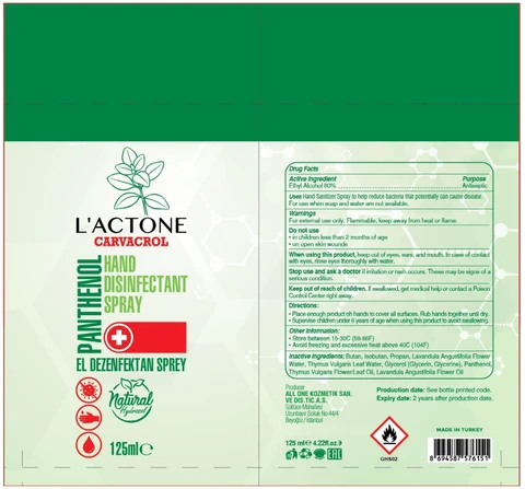 LACTONE CARVACROL HAND DISINFECTANT packaging