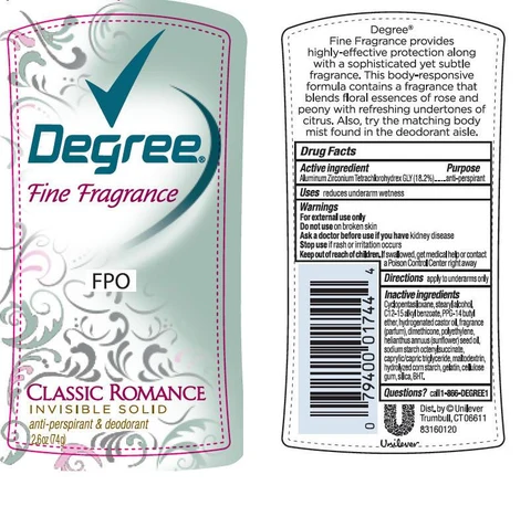 DegreeClassic Romance Antiperspirant and Deodorant 포장