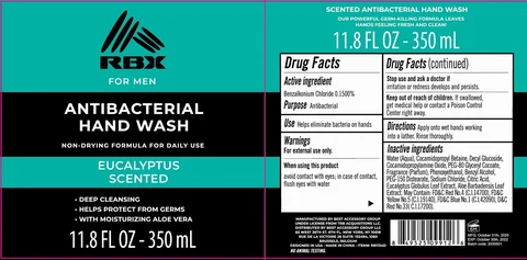 RBX For Men Antibacterial Hand Wash Eucalyptus Scented 포장