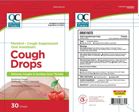 Quality Choice Cherry Cough Drops 포장