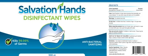 Salvation Hands Disinfectant Wipes 포장