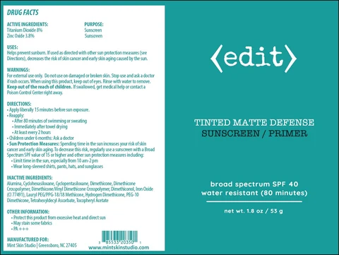 Tinted Matte Defense Sunscreen Primer packaging