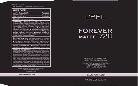 LBEL FOREVER MATTE LONGWEAR AND CONTROL FOUNDATION 72H SPF 15 ALMENDRA 230N / LBEL FOREVER MATTE LONGWEAR AND CONTROL FOUNDATION 72H SPF 15 LATTE 180F / LBEL FOREVER MATTE LONGWEAR AND CONTROL FOUNDATION 72H SPF 15 CHAMPAGNE 170N / LBEL FOREVER MATTE LONGWEAR AND CONTROL FOUNDATION 72H SPF 15 BEIGE 220C / LBEL FOREVER MATTE LONGWEAR AND CONTROL FOUNDATION 72H SPF 15 CAPUCCINO 310C packaging