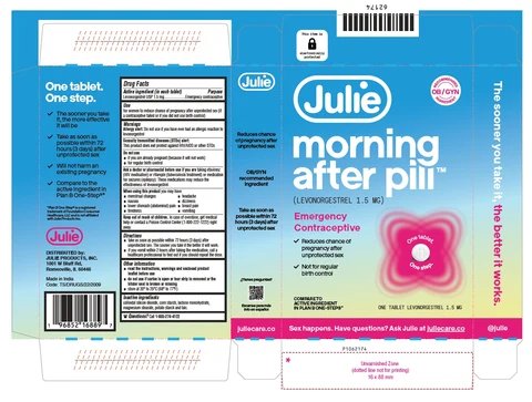 Julie Morning After Pill packaging