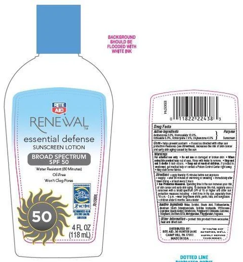 Rite Aid RENEWALessential defense SPF 50 packaging