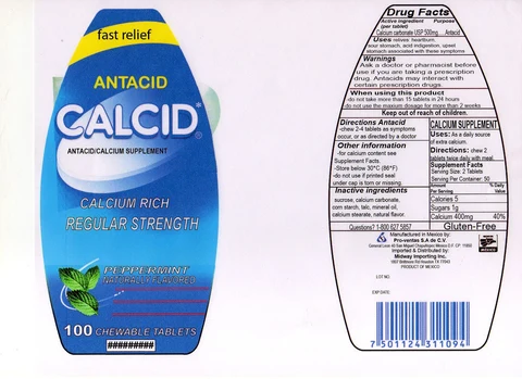 CALCIDANTACID CALCIUM SUPPLEMENT REGULAR STRENGTH packaging