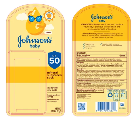 Johnsons Baby Mineral Sunscreen Stick SPF 50 포장