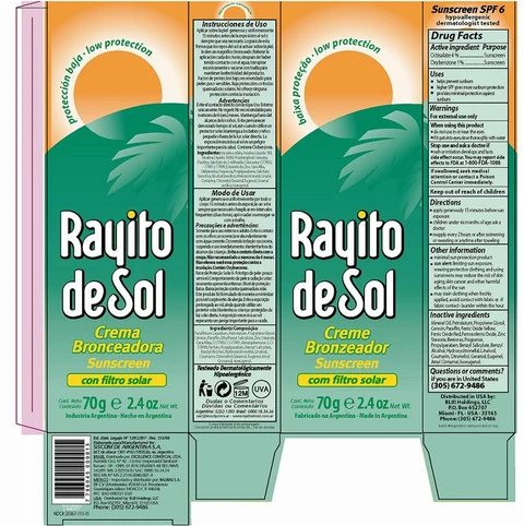 Rayito de Sol Sunscreen SPF 6 포장