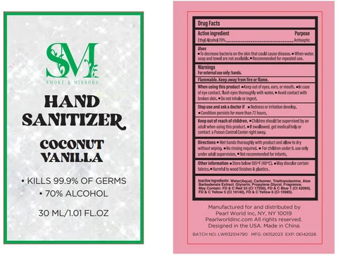 Smoke and Mirrors Hand Sanitizer Coconut Vanilla 포장