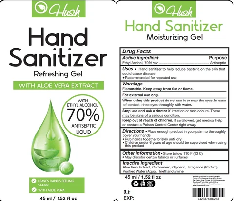 Hush hand sanitizer with aloe vera extract 포장