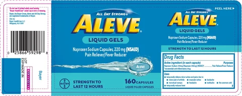 Aleve liquid gels 포장