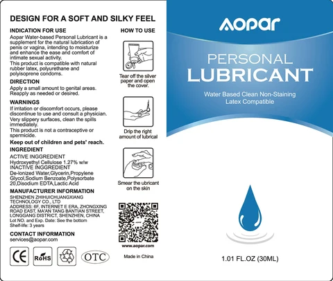 AOPAR Water Based Personal Lubricant 포장