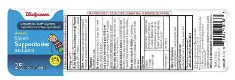 Walgreens Children Glycerin Laxative packaging