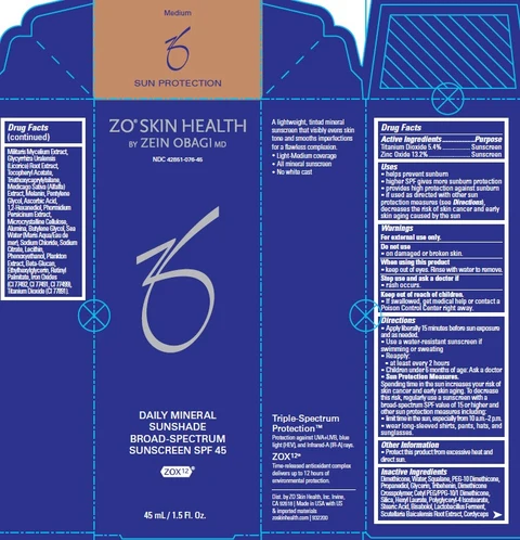 ZO Skin Health Daily Mineral Sunshade Broad-Spectrum Sunscreen SPF 45 (Medium) 포장