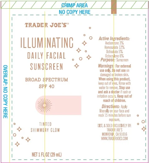 TRADER JOES ILLUMINATING DAILY FACIAL SUNSCREEN BROAD SPECTRUM SPF 40 포장