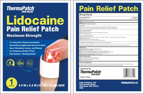 ThermaPatch (TM) Lidocaine Pain Relief Patch packaging