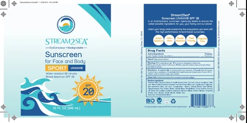 Stream2Sea Broad Spectrum Sport Face & Body SPF 20 32oz