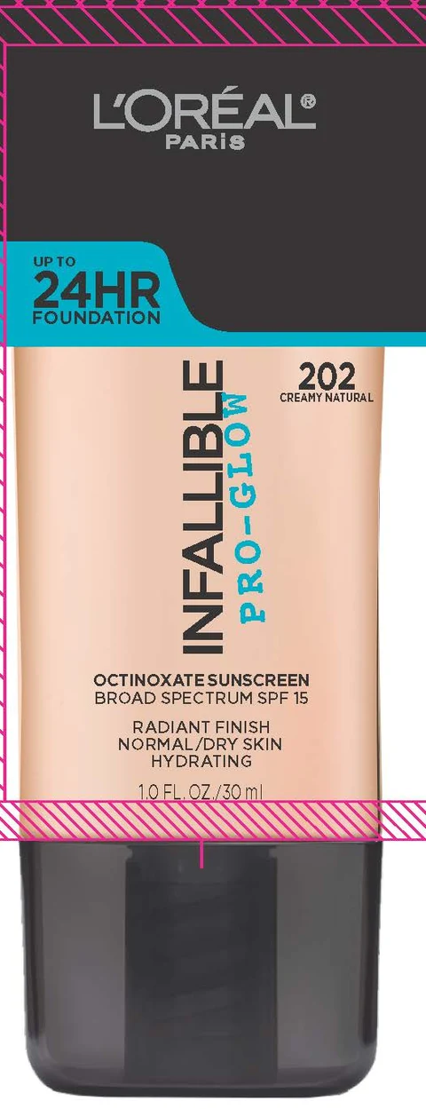 LOreal Paris Infallible ProGlow Broad Spectrum SPF 15 Sunscreen packaging
