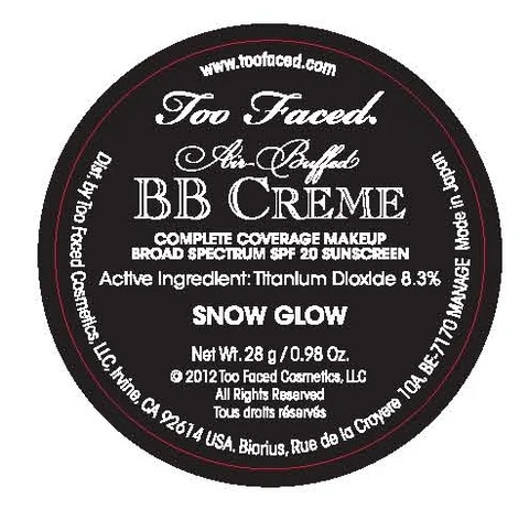 Too Faced BB Creme Complete Coverage Make-UpSPF-20 SNOW GLOW packaging