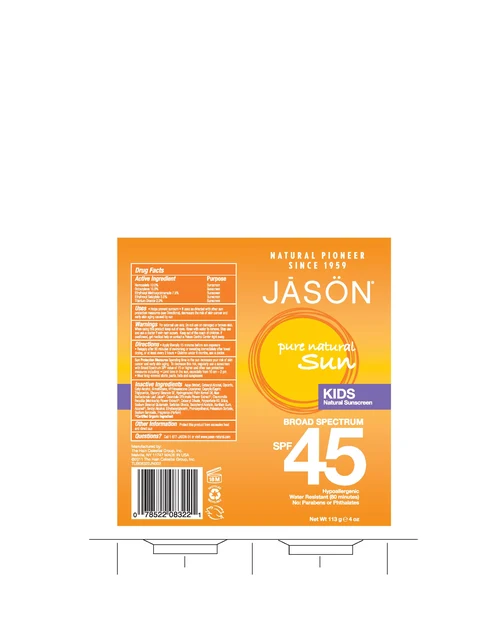Jason Pure Natural Sun Kids Natural Sunscren Broad Spectrum SPF45 packaging