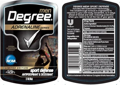 DegreeAdrenaline Sport Defense Antiperspirant and Deodorant 포장