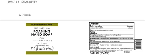 BODY PRESCRIPTIONS Fern infused with Vitamin E ANTIBACTERIAL FOAMING HAND 포장