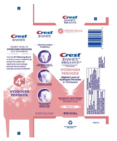 Crest 3D White BrillianceAdvanced Whitening Fresh Mint 포장