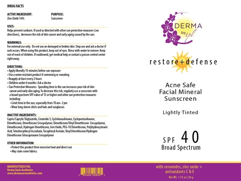 Restore Plus Defense Acne Safe Facial Mineral Sunscreen Lightly Tinted 포장