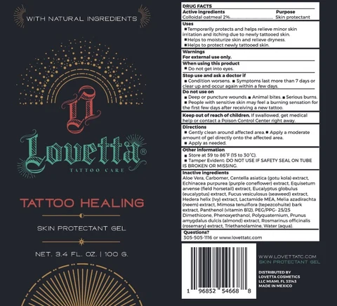 Lovetta Tattoo Healing Skin Protectant packaging