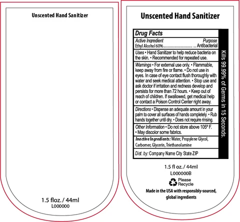 Unscented Hand Sanitizer 포장