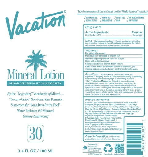 Vacation SPF 30 Mineral 포장