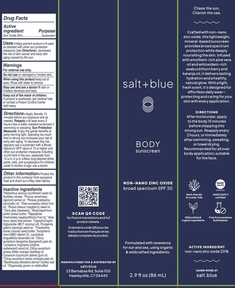 Salt and Blue Body Sunscreen SPF 30 포장