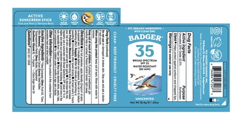 Badger Broad Spectrum SPF 35 Active Face Stick 포장