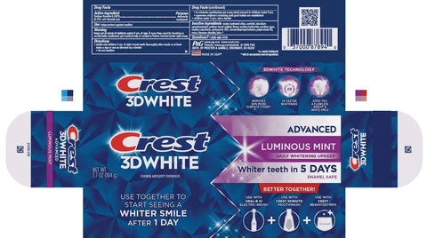 Crest 3D WhiteAdvanced Luminous Mint Daily Whitening Upkeep 포장