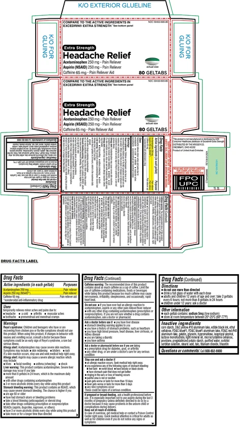 Kroger Extra Strength Headache Relief GELTAB 포장