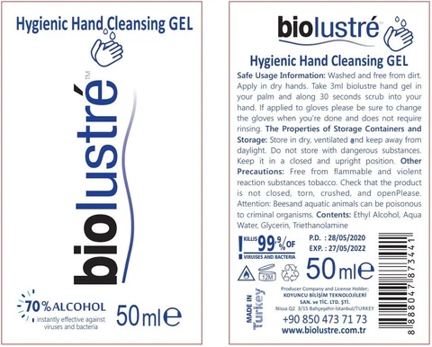 Biolustre Hygienic Hand Cleansing Gel 포장