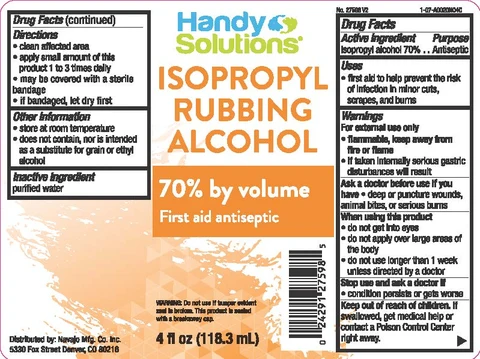 Handy Solutions Rubbing Alcohol packaging
