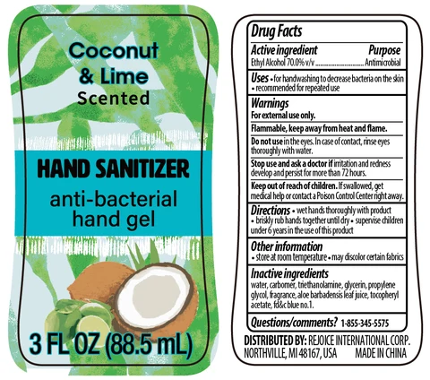 Hand Sanitizer Coconut and Lime3oz packaging