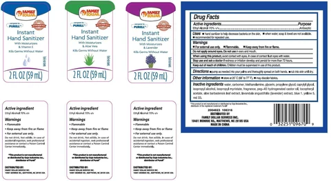 3 Pack Family Dollar instant Hand Sanitizers 포장